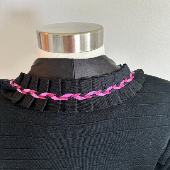 Ming Wang Twinset S Black Pink Ribbo Jacket Cardigan Tank Top 2 Pc Dressy - Picture 8 of 16